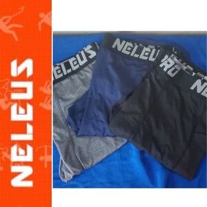 Neleus Men's Performance Athletic Shorts - Black, Blue, and Gray